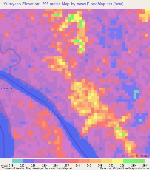 Yuruyaco,Colombia Elevation Map