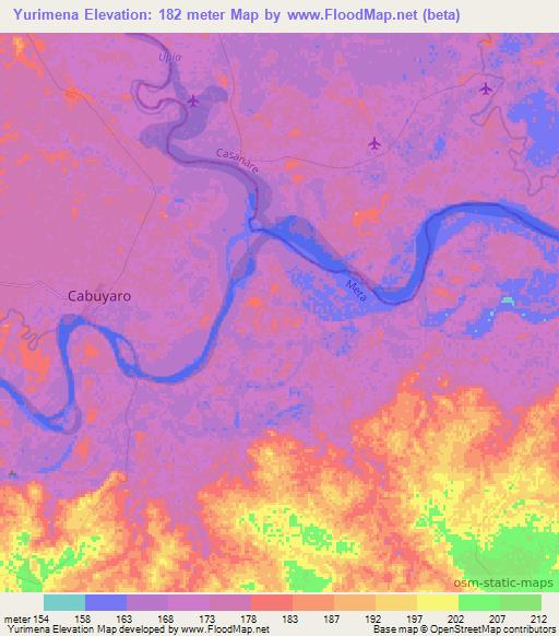 Yurimena,Colombia Elevation Map