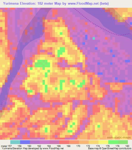 Yurimena,Colombia Elevation Map