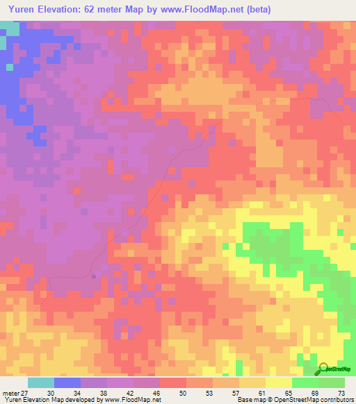 Yuren,Colombia Elevation Map