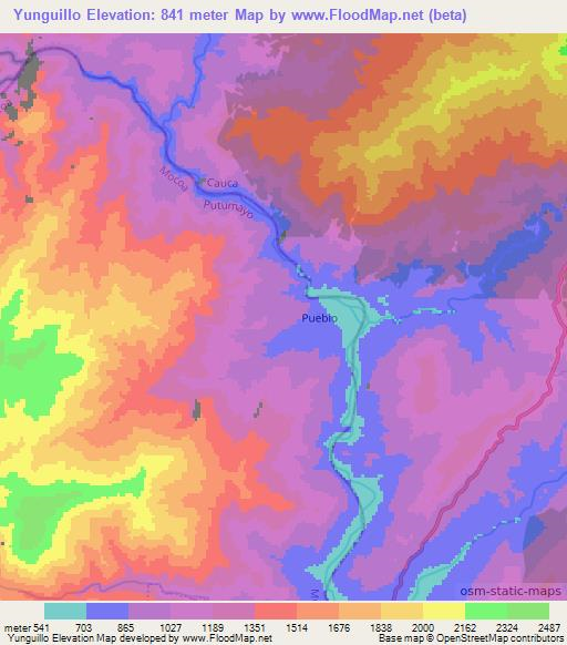 Yunguillo,Colombia Elevation Map