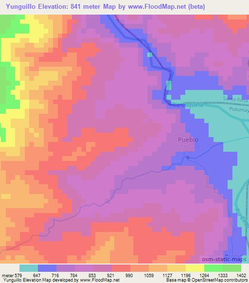 Yunguillo,Colombia Elevation Map