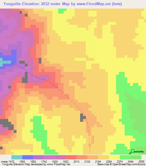 Yunguilla,Colombia Elevation Map