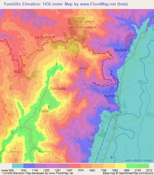 Yumbillo,Colombia Elevation Map