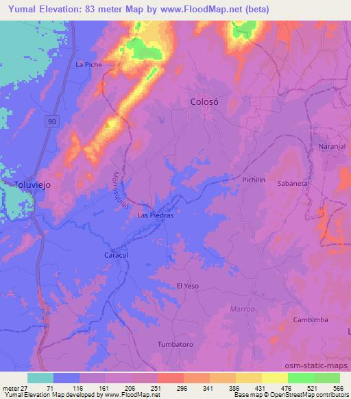 Yumal,Colombia Elevation Map