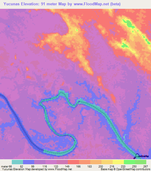 Yucunas,Colombia Elevation Map