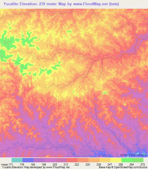 Yucalito,Colombia Elevation Map