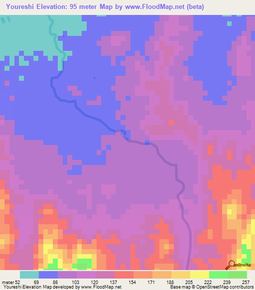 Youreshi,Colombia Elevation Map