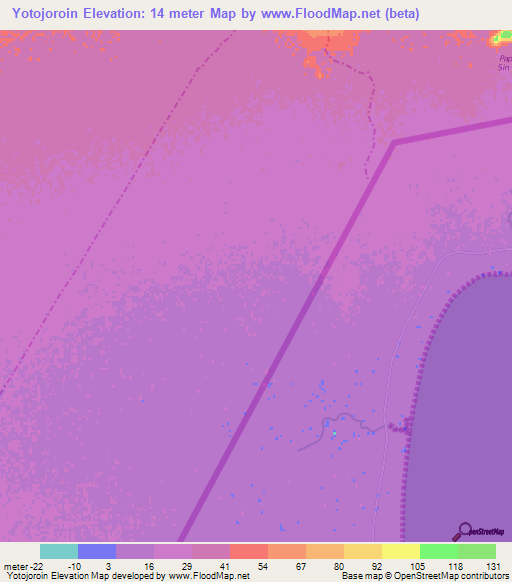 Yotojoroin,Colombia Elevation Map