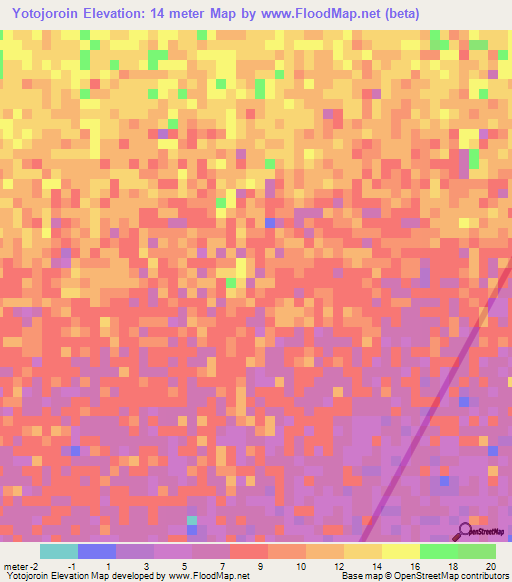 Yotojoroin,Colombia Elevation Map