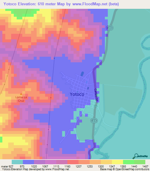 Yotoco,Colombia Elevation Map