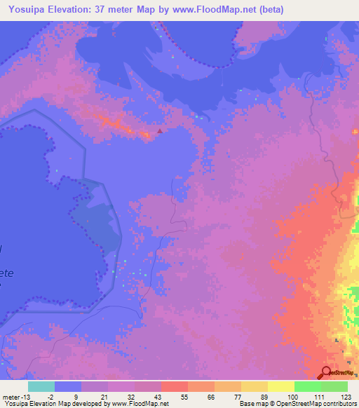 Yosuipa,Colombia Elevation Map