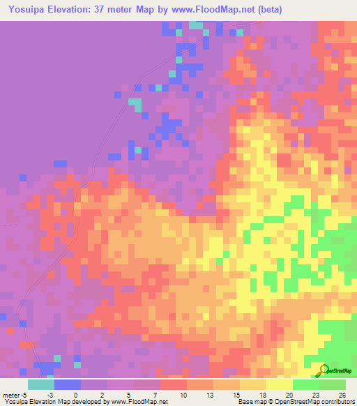 Yosuipa,Colombia Elevation Map