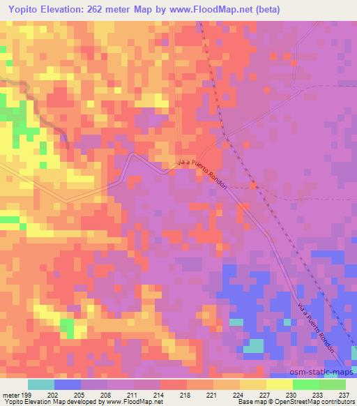 Yopito,Colombia Elevation Map