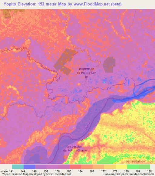 Yopito,Colombia Elevation Map