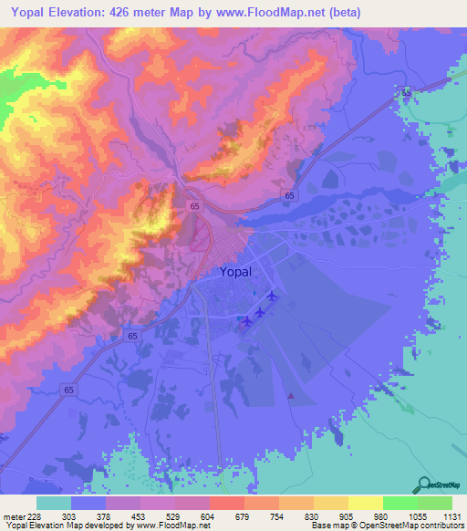 Yopal,Colombia Elevation Map