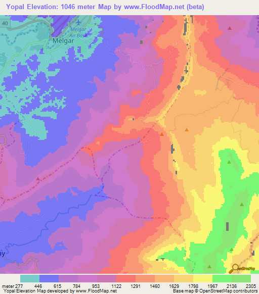 Yopal,Colombia Elevation Map