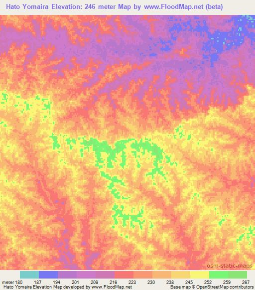 Hato Yomaira,Colombia Elevation Map