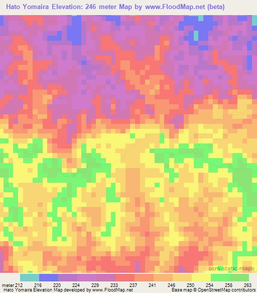 Hato Yomaira,Colombia Elevation Map