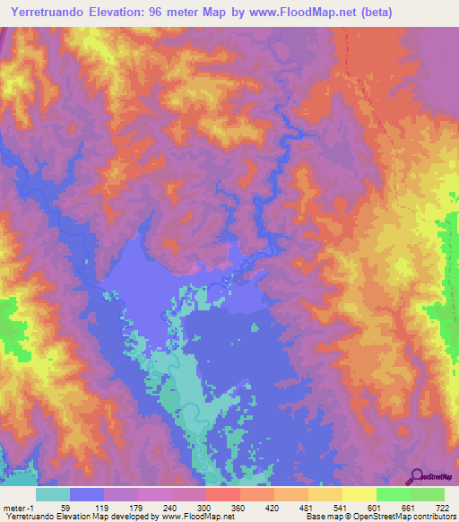 Yerretruando,Colombia Elevation Map