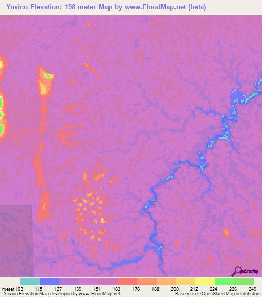 Yavico,Colombia Elevation Map