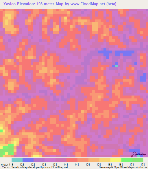 Yavico,Colombia Elevation Map