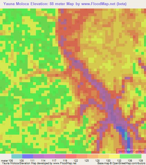 Yauna Moloca,Colombia Elevation Map