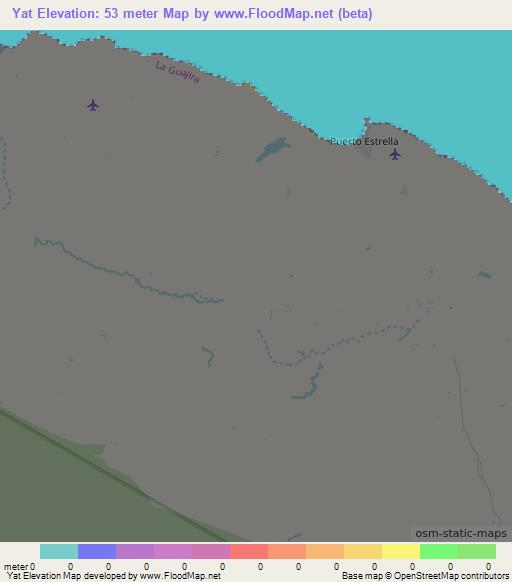 Yat,Colombia Elevation Map