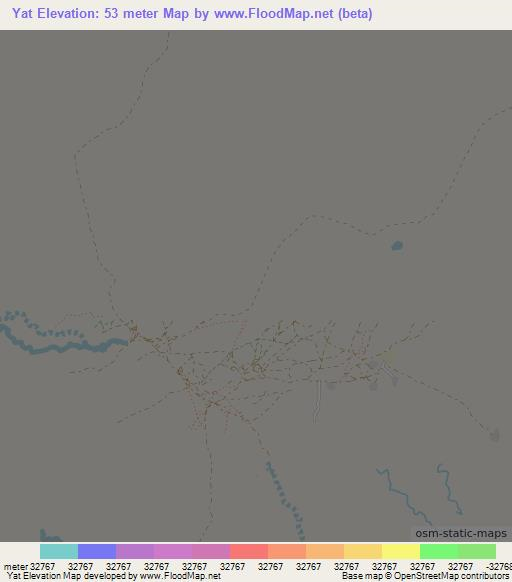 Yat,Colombia Elevation Map