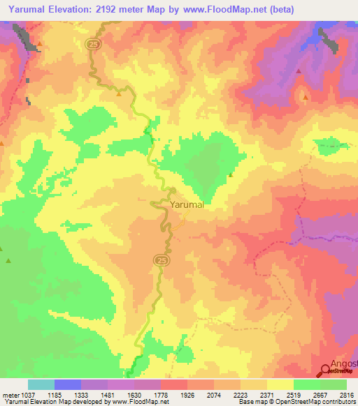 Yarumal,Colombia Elevation Map