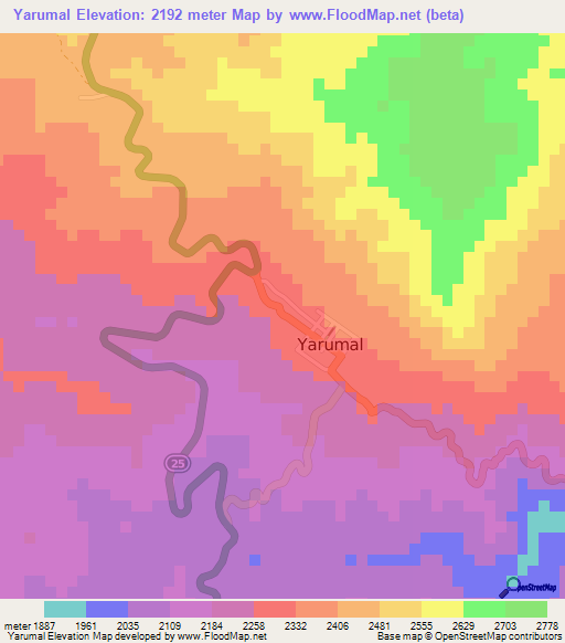 Yarumal,Colombia Elevation Map