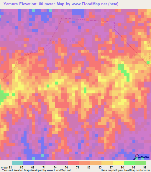 Yamura,Colombia Elevation Map