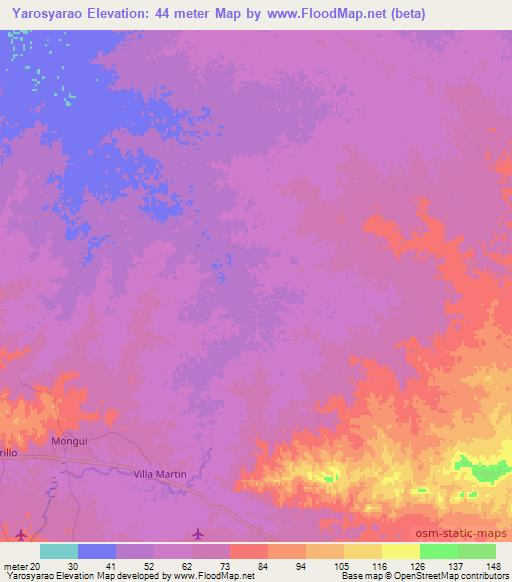 Yarosyarao,Colombia Elevation Map