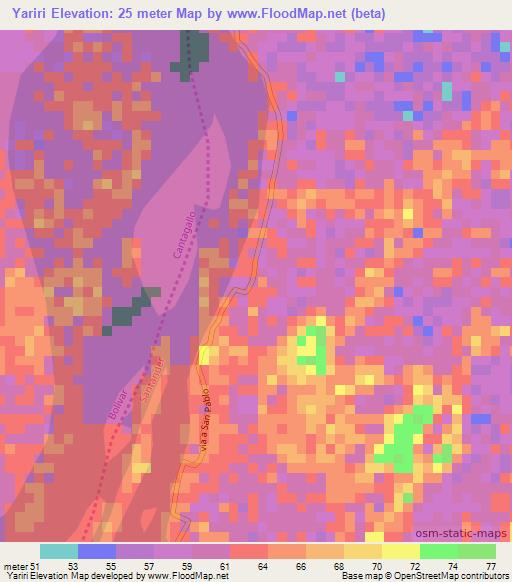 Yariri,Colombia Elevation Map