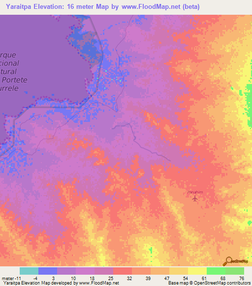 Yaraitpa,Colombia Elevation Map