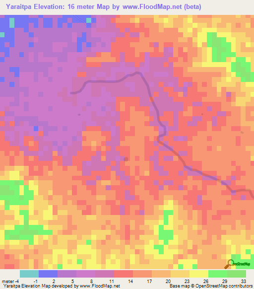 Yaraitpa,Colombia Elevation Map