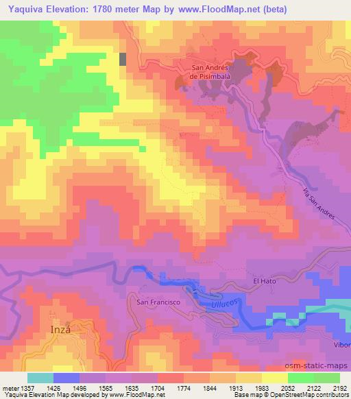 Yaquiva,Colombia Elevation Map