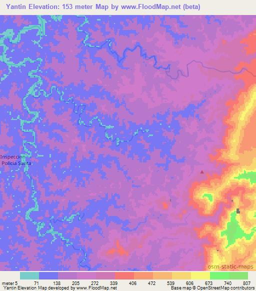 Yantin,Colombia Elevation Map