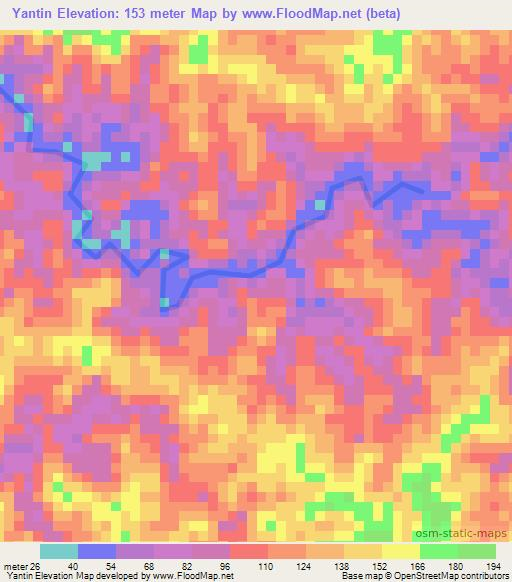 Yantin,Colombia Elevation Map