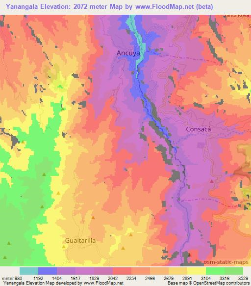 Yanangala,Colombia Elevation Map