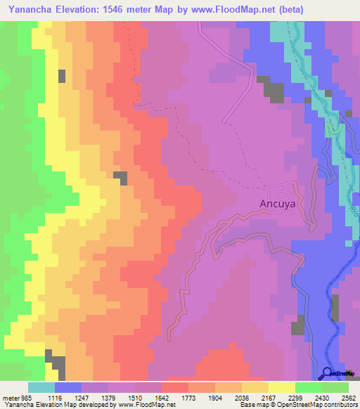 Yanancha,Colombia Elevation Map