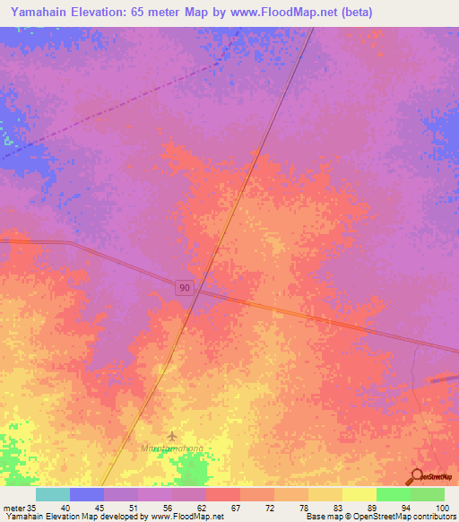 Yamahain,Colombia Elevation Map