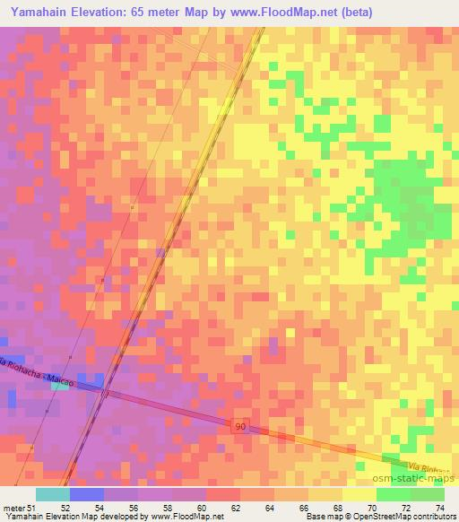 Yamahain,Colombia Elevation Map