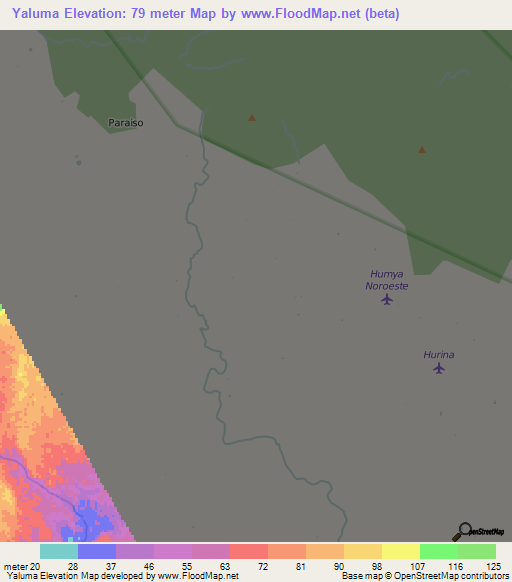 Yaluma,Colombia Elevation Map