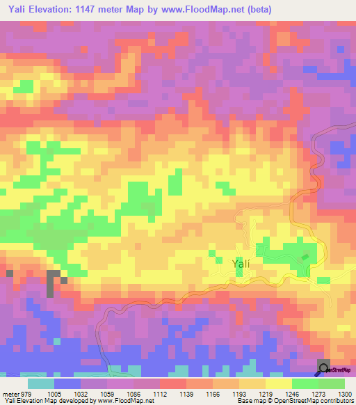 Yali,Colombia Elevation Map