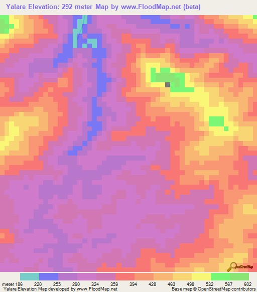 Yalare,Colombia Elevation Map