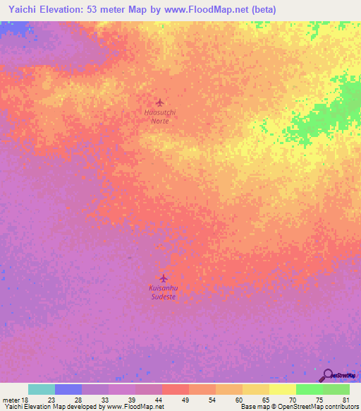 Yaichi,Colombia Elevation Map