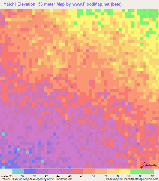 Yaichi,Colombia Elevation Map