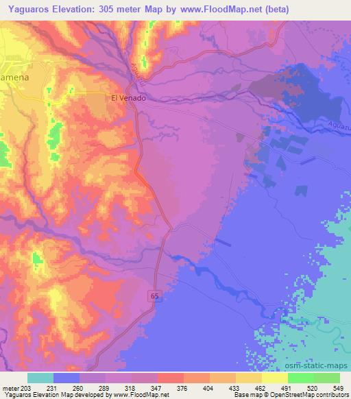 Yaguaros,Colombia Elevation Map