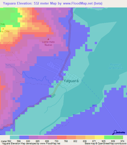 Yaguara,Colombia Elevation Map